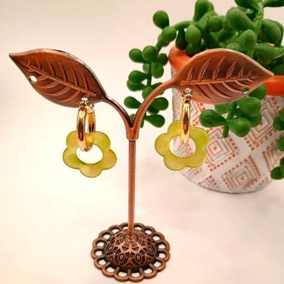 Lime Green Acrylic Earrings - Picture 1 of 3